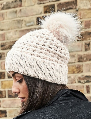 Beechfield® Popcorn Fur Pom Pom Beanie - Graphite